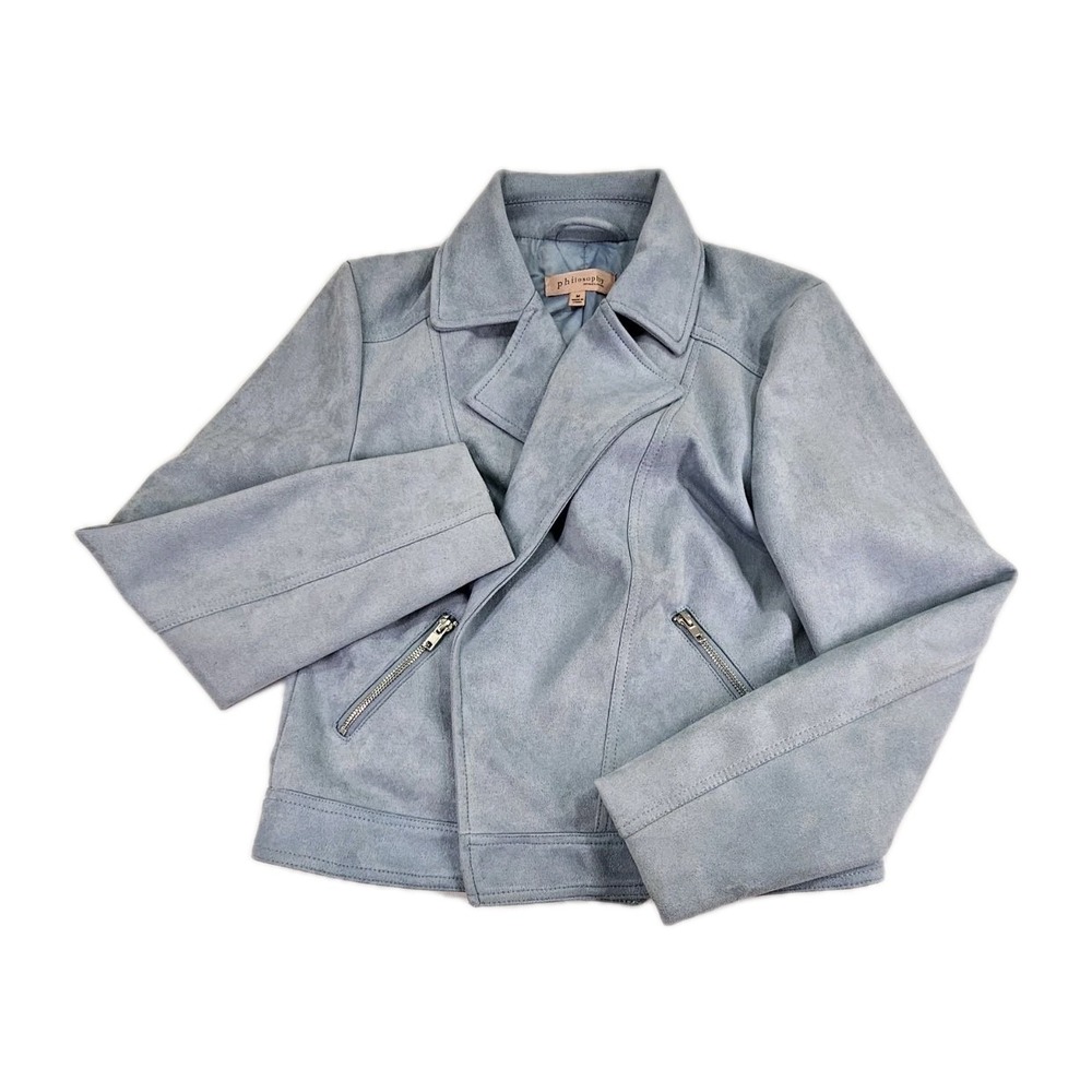 Philosophy Republic Clothing Light Blue Moto Jacket Medium Soft Faux Leather
